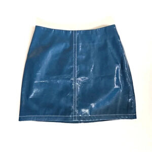 Urban Outfitters blue patent leather vinyl mini skirt sz Small